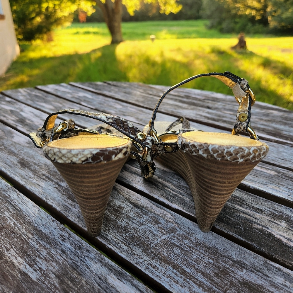 Coach Honora Python Snake T-Strap Wedge Sandals 11 - image 4